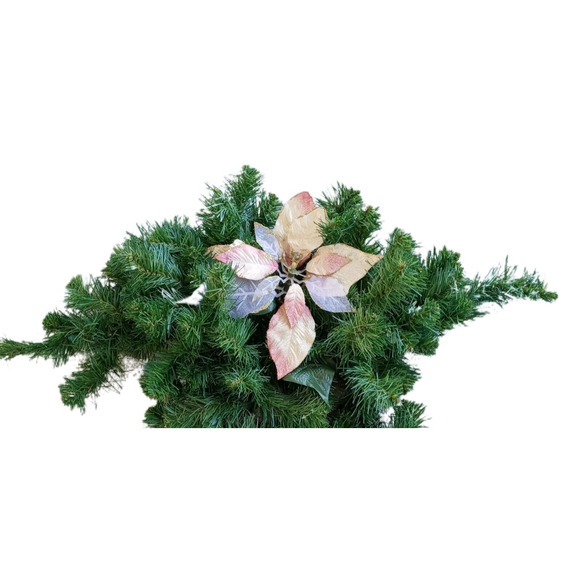 Vintage Christmas Swags Faux Pine Greenery Pink Gold Poinsettia Plaid Bow Lot 3 - Picture 3 of 8
